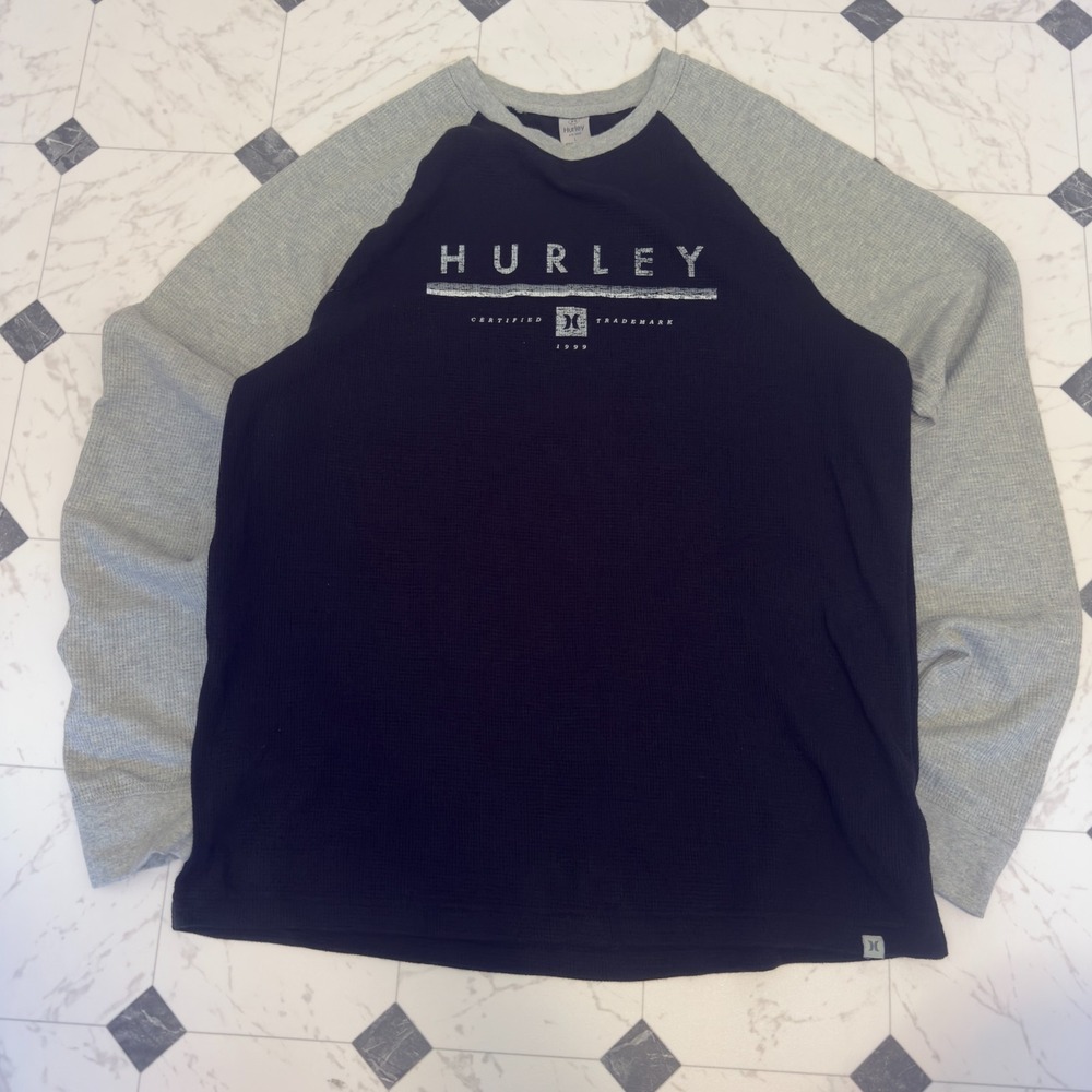 Hurley Vintage Graphic Baseball Tee Navy Gray L Surfwear